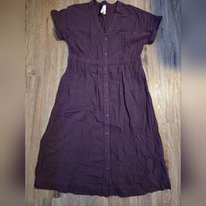 Pact L purple gauze midi dress